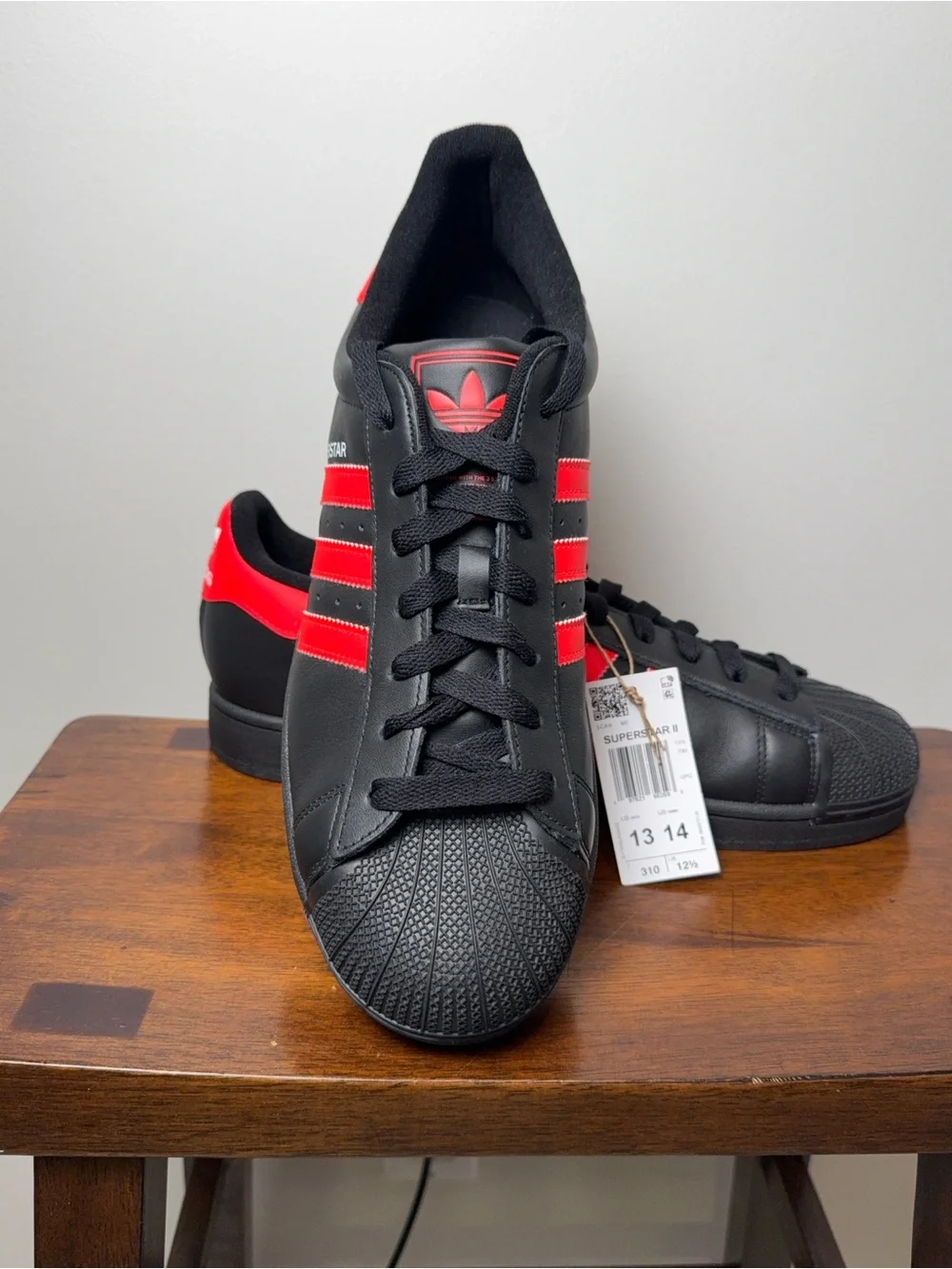 adidas Superstar II Men’s Size 13 Black Lucid Red JQ3176 New No Box